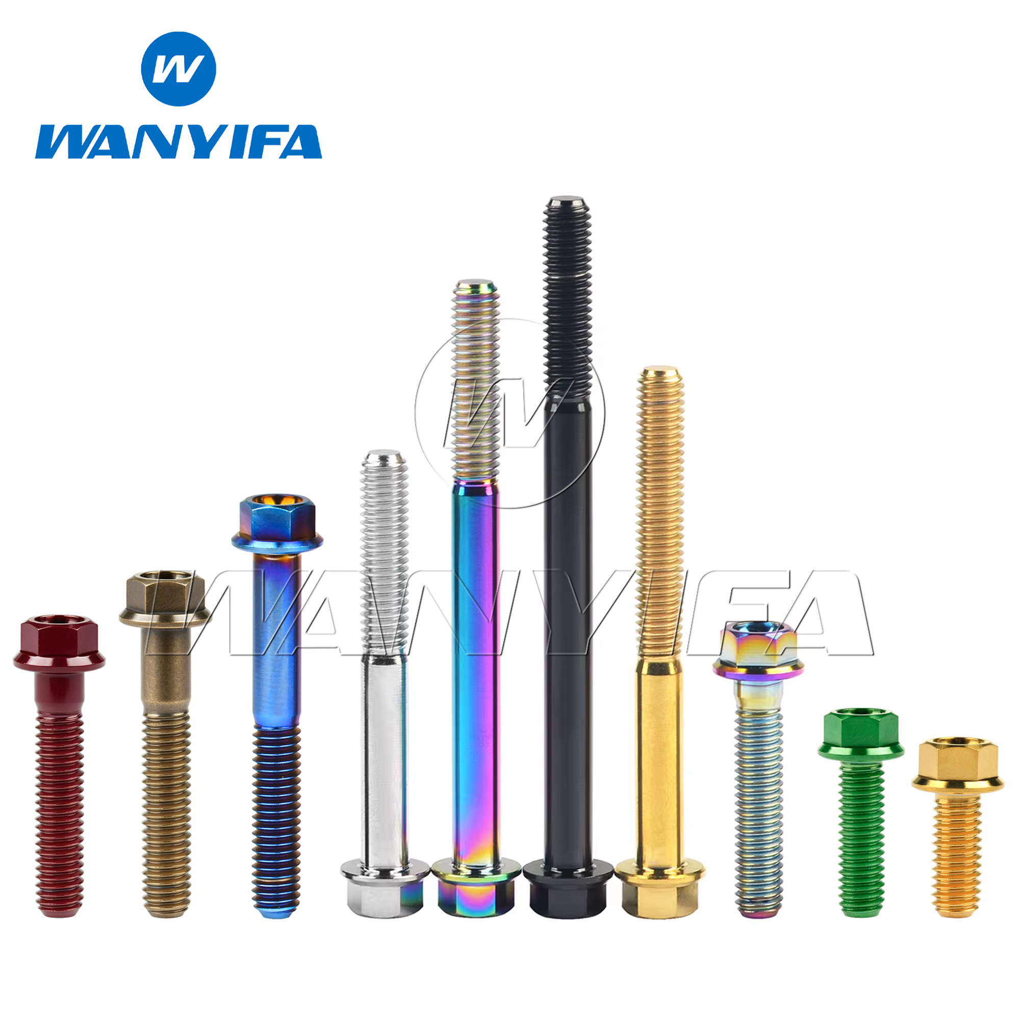 Imagen de Wanyifa pernos de titanio M5/M6x10 15 20 25 30 35 40 45 50 55 60 65 70 75 80 90 100mm tornillo de brida de cabeza hexagonal pequeña para motocicleta