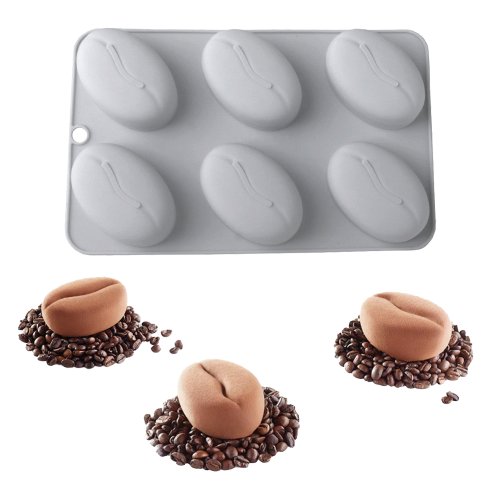 Immagine di Stampo in Silicone a Forma di Chicchi di Caffè con 6 Cavità – Perfetto per Mousse, Dessert e Pasticceria Francese