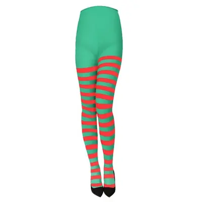 Image de Collants Rayés Rouge & Noir - Cuisse Haute pour Fêtes & Cosplay