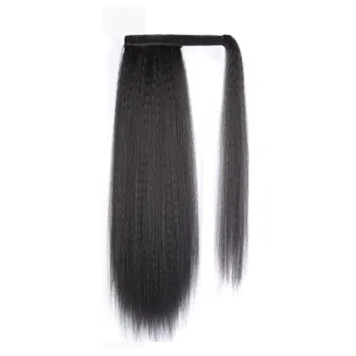 Image de Queue de cheval synthétique crépue 24 pouces - Cheveux Yaki noirs