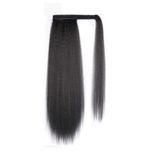Image de Queue de cheval synthétique crépue 24 pouces - Cheveux Yaki noirs