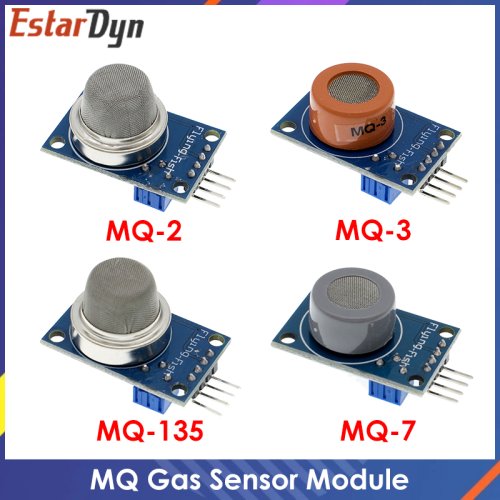 Afbeelding van MQ-2, MQ-3, MQ-7, MQ-135 Rook-, Methaan- en Vloeibaar Gas Sensor Module voor Arduino - Compleet DIY Starter Kit met Hoge Gevoeligheid