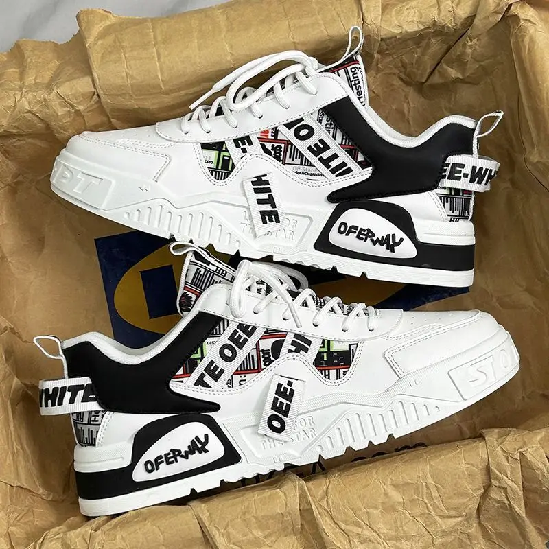 Immagine di Scarpe da Ginnastica in Pelle di Alta Qualità per Uomo – Moda Casual, Sportive e Multifunzionali per Skateboard, Corsa, Escursionismo e Tennis