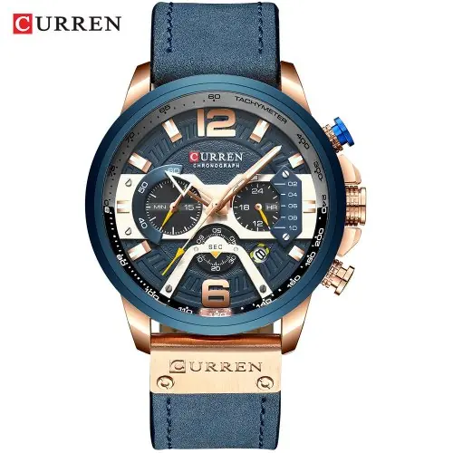 Image de Montre Homme Cuir Luxe Chronographe Sportive
