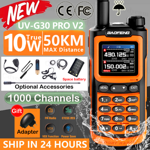 Image of Baofeng UV-G30 Pro 2026: Long-Range Portable Two-Way Radio with 1000 Channels, UHF/VHF, USB-C Charging, Waterproof Design for Ham & Outdoor Use