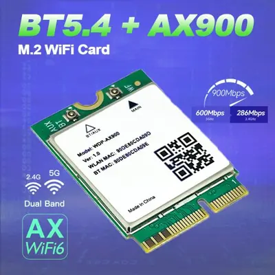 Image de Adaptateur WiFi 6 AX900 Bluetooth 5.4 M.2 pour PC Portable