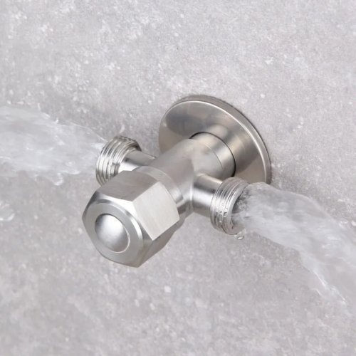 Image of Stainless Steel Bathroom Quick-Opening Triangle Valve Faucet Accessory with Dual-Way Angle Valve and G1/2 Thread Water Inlet