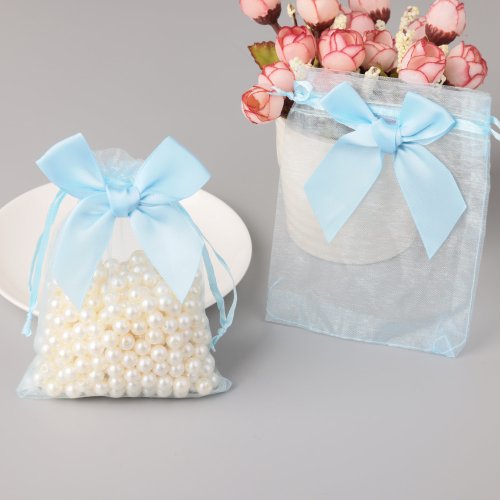 Afbeelding van Elegant Organza Zakjes met Strik – Perfect voor Sieraden & Cadeaus