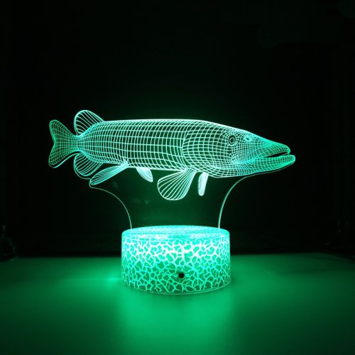 Image of 3D Illusion Fish Table Lamp with Color-Changing LED Light, Touch-Controlled Acrylic Night Light for Kids and Elderly, Bedroom Decor Gift