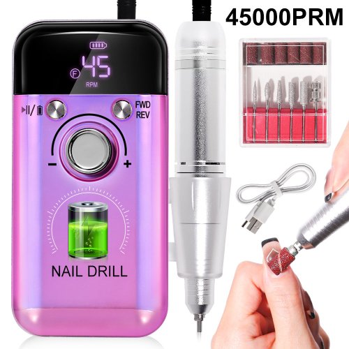 Image of Professional Rechargeable Electric Nail Drill Machine with 45000 RPM for Gel Nails, Polish Removal, and Manicure – Portable Nail File Tool for At-Home Beauty Care