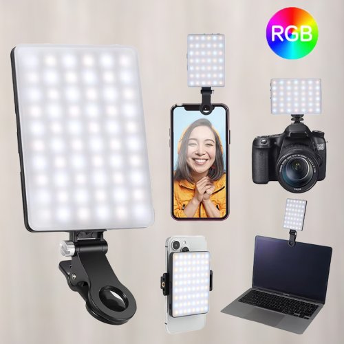 Image of Mini RGB LED Fill Light Portable Pocket Clip Lamp USB Rechargeable for iPhone Android iPad Laptop Video Vlog Live Photography