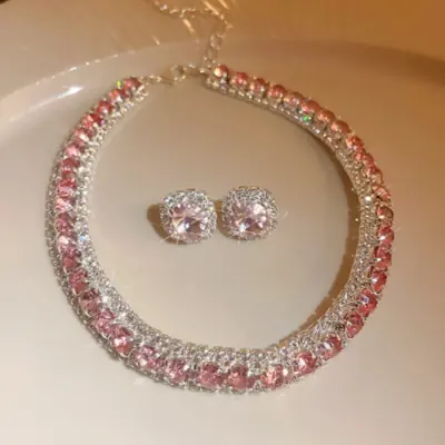 Image de Collier & Boucles d'oreilles Cristal - Ensemble de Mariée Luxe