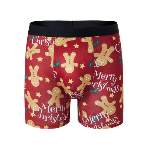 Afbeelding van Ademend Kerstprint Herenondergoed - Peperkoek Motief Boxershorts voor Mannen, Casual en Comfortabele Broekjes als Unieke Kerstcadeau voor Jongeren en Volwassenen