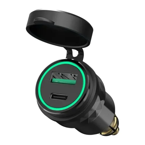 Zdjęcie Motocyklowa wodoodporna ładowarka 30W QC3.0 USB typu C PD Zasilacz Hella DIN Gniazdo szybkiej ładowarki do BMW Ducati Triumph