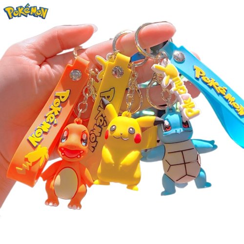 Imagen de Llaveros de Pokémon con Diseños de Pikachu, Bulbasaur, Ducklett, Jigglypuff y Squirtle – Accesorios Elegantes para Llaves y Bolsos