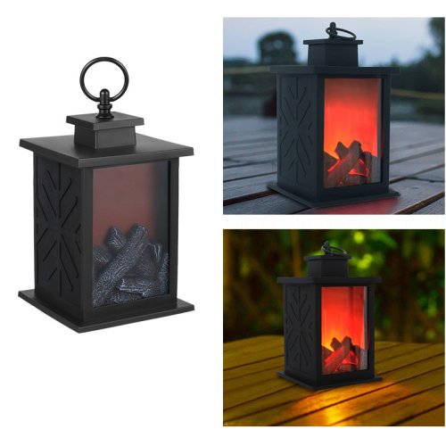 Immagine di Lampada da Tavolo LED con Effetto Fiamma in Stile Carbone – Illuminazione Decorativa per Camino, Casa, Campeggio e Feste