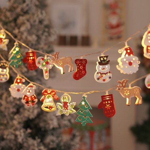 Imagen de Guirnalda LED con forma de copo de nieve y ciervo de Navidad, luces de hadas alimentadas por batería, decoración para árbol de Navidad, regalo ideal para la temporada festiva 2024