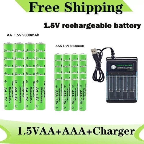 Imagen de Batería recargable Original 1,5 V AA 9800mAh + AAA 8800mAh + cargador para ordenador reloj Radio videojuego cámara Digital AA AAA