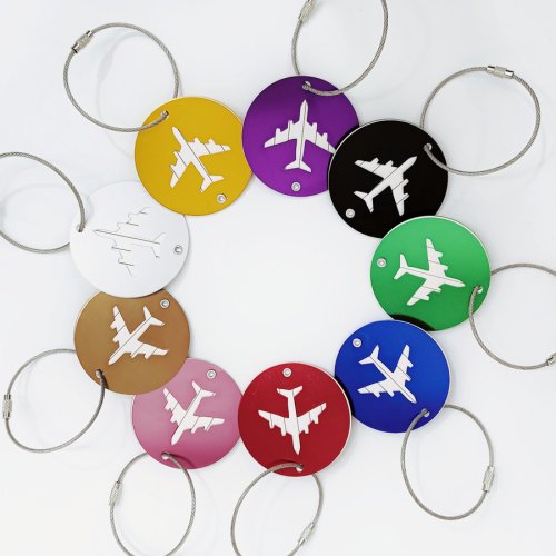 Image de Étiquette de bagage ronde en aluminium - Style élégant & durable