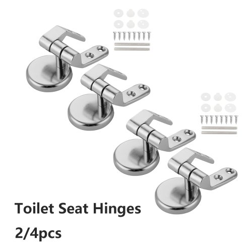 Afbeelding van Universele RVS Toiletbrilscharnieren - 4 Stuks Set voor Eenvoudige Vervanging en Stevige Montage van Toiletzitjes