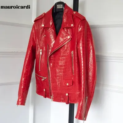 Image de Veste Biker Faux Cuir Croco - Style Élégant & Robuste