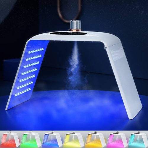 Afbeelding van Natuurlijk LED-Gezichtsmasker met 7 Kleuren Lichttherapie, Koud Nano Water Spray & PDT Technologie – Volledige Huidverzorging voor Thuis en Salon
