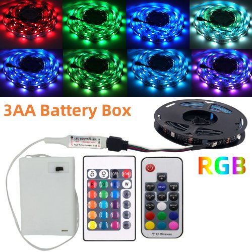Bild von RGB LED Streifenlicht 5V 5050 mit Fernbedienung – Flexibles, wasserdichtes LED Band für TV-Hintergrundbeleuchtung und Raumgestaltung