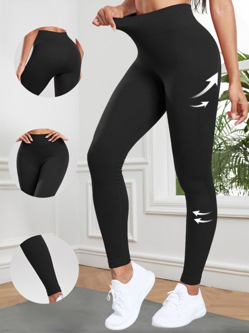 Zdjęcie Eleganckie damskie legginsy bezszwowe z wysokim stanem i ściągaczem – idealne do treningu, codziennego noszenia i podnoszenia pośladków