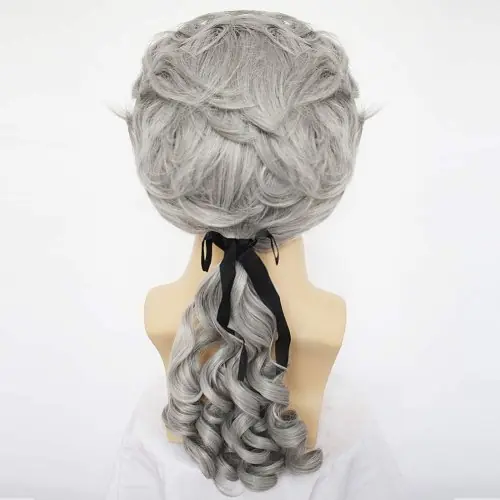 Image de Perruque Grise Longue & Bouclée pour Cosplay Avocat