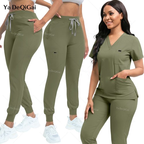 Conjunto de Bata Médica Elástica para Mujer