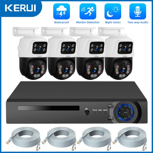 Image of Complete 6MP HD POE Security Camera System with Dual Lens PTZ, WiFi IP Surveillance, 4CH/8CH NVR, H.265 CCTV Kit for Home & Business Protection