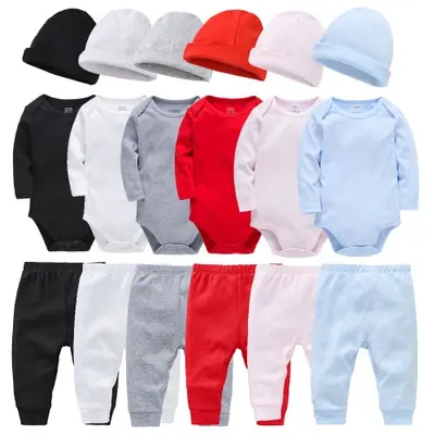 Ensemble Bébé 3 Pièces Coton Bio - Barbotteuse + Pantalon + Chapeau