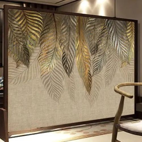 Image de Papier Peint 3D Feuilles - Décoration Murale Moderne