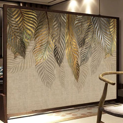 Imagen de Papel Pintado Mural Personalizado con Diseño 3D de Hojas Naturales para Dormitorio y Sala de Estar – Arte Moderno para Decoración de Paredes y Fondo de TV