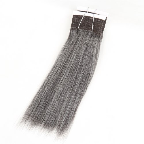 Image of Sleek Hair Peruvian Double Drawn Remy Human Hair Weave Short Yaki Straight #44 #34 #51 #280  Piano Gray Mix Color Bundles