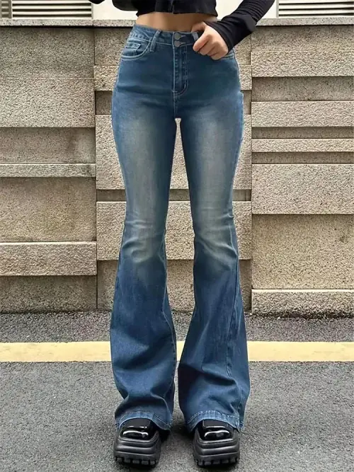 Image de Jeans Évasés Haute Taille - Style Punk Y2K