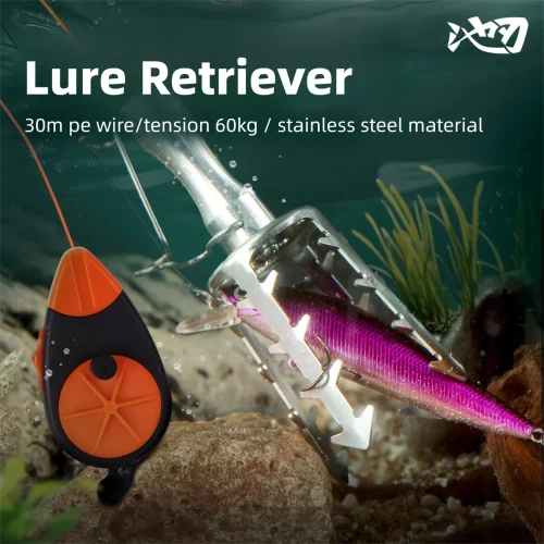 Immagine di Retriever per Pesca con Esca in Acciaio Inossidabile, Linea PE da 30 Metri, Forza di Trazione 132 Libbre, Pinza per Esca e Strumento di Salvataggio per Esche Incollate