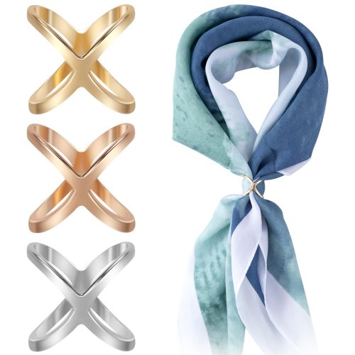 Bild von Elegante X-förmige Schalclips – 3 Stück in Gold und Silber für Damen, perfekt für Tücher, Seidenkleidung und modische Accessoires
