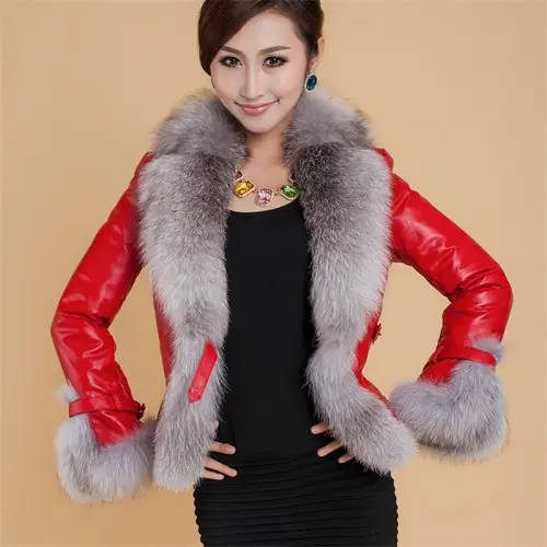 Image de Veste Courte en Faux Cuir avec Col Fourrure - Style Moto Hiver