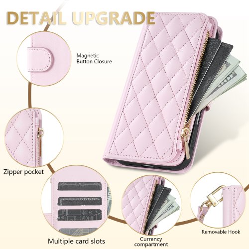 Image of Wallet Small Fragrance Zipper Cardslot Magnetic Flip Leather Case For Samsung Galaxy A07 A15 A16 A17 A34 A35 A36 A53 A54 A55 A56