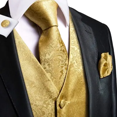 Image de Ensemble Gilet Homme Soie Jacquard - Élégance Raffinée