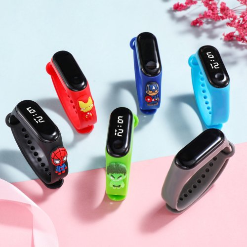 Afbeelding van 3D Cartoon Spiderman Kinderhorloge - Waterdichte Sportarmband met LED Display voor Jongens en Meisjes