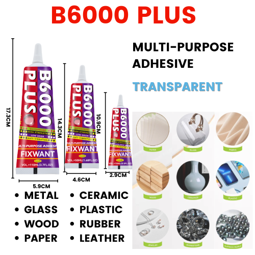 Afbeelding van B6000 Plus Transparante Lijm - Sterke, Universele Kleeflijm voor Rubber, Hout, Metaal, Papier, Glas, Hars, Sieraden en Kunststof