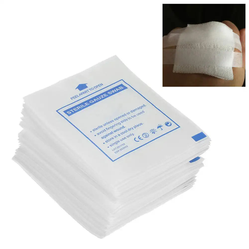 Bild von 20 Stück 10 x 10 cm, 8 Schichten, Erste-Hilfe, hochwertige, einzeln verpackte Gaze, Großprodukte, Rollen, Wunden, sterile Einweg-Stretch