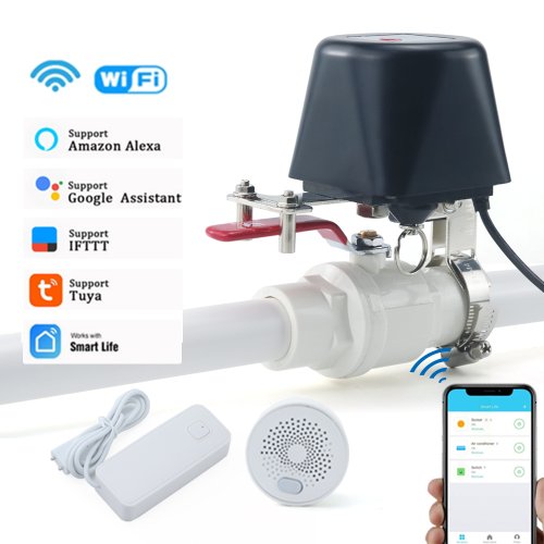 Imagen de Válvula Inteligente WiFi Tuya para Gas y Riego con Control por Aplicación, Temporizador Automático y Sensor de Humedad, Compatible con Alexa y Google Assistant