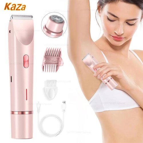 Image of Natural & Gentle Dual-Head Electric Shaver for Women – Smooth Body, Leg, Underarm & Bikini Hair Removal with Rechargeable Epilator Trimmer