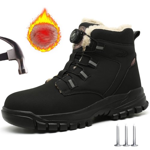 Imagen de Botas de Seguridad para Hombre Invierno Talla 47-48 con Punta de Acero, Calzado Protector Impermeable y Cierre con Botón Giratorio