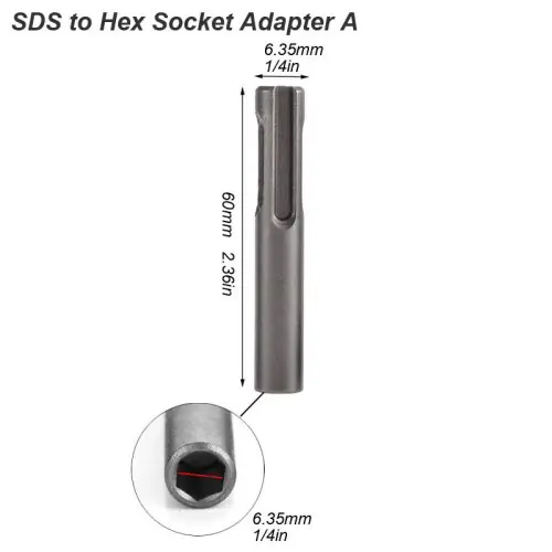 Image de Adaptateur SDS Plus vers Hexagonal 1/4 - Convertisseur Universel pour Perceuse