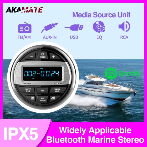 Bootsradio, Media-Player, Marine-Stereo, MP3, wasserdicht, Bluetooth-Audio, Radio, FM-AM-Empfänger, passend für Ernte, ATV, UTV, SPA, RZR