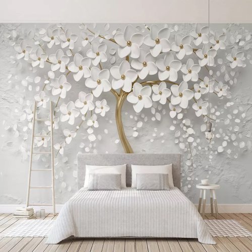 Bild von 3D Blumen-Wandtapete – Elegante Wandgestaltung für Wohnzimmer & Schlafzimmer